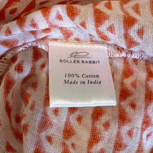 Roller Rabbit Tunic Coverup Josephine with Tassels Orange White Size large - Picture 8 of 9